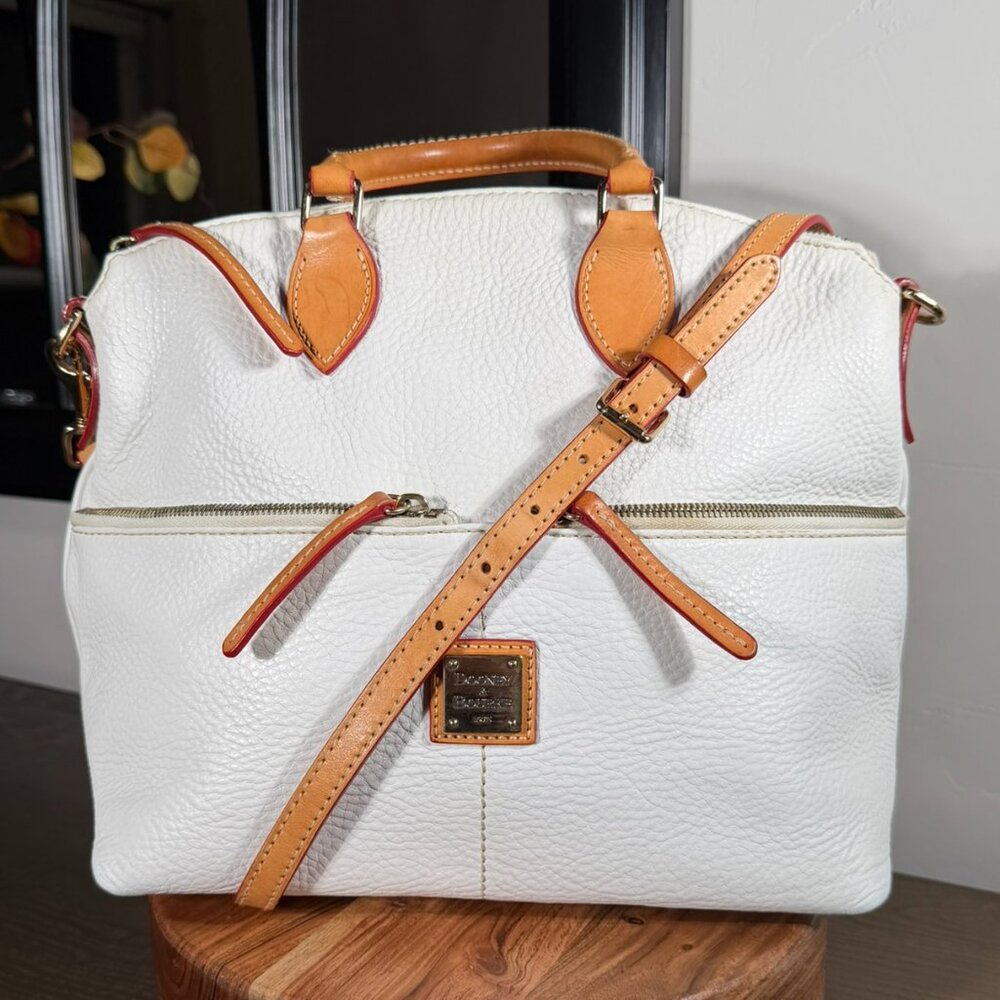 Dooney & Bourke Dillen Double Pocket Satchel — White  comes with Strap - Picture 7 of 15